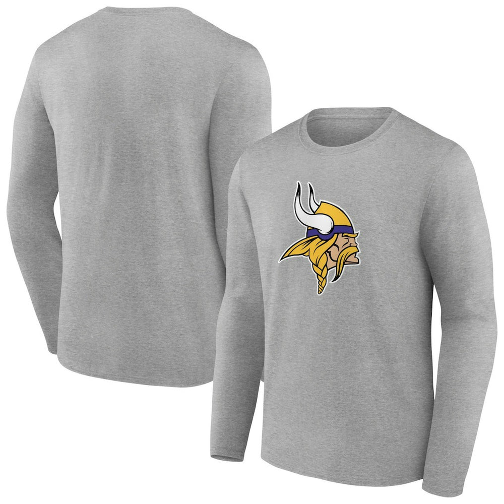 Minnesota Vikings Primary Team Logo Long Sleeve T-Shirt - Heather Gray T-shirts