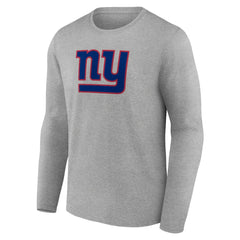 New York Giants Primary Team Logo Long Sleeve T-Shirt - Heather Gray T-shirts