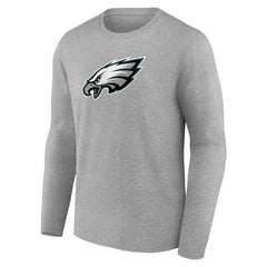 Philadelphia Eagles Primary Team Logo Long Sleeve T-Shirt - Heather Gray T-shirts