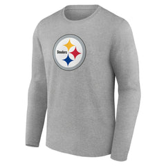 Pittsburgh Steelers Primary Team Logo Long Sleeve T-Shirt - Heather Gray T-shirts