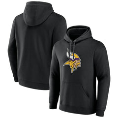 Minnesota Vikings Primary Team Logo Fitted Pullover Hoodie - Black Hoodies