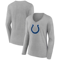 Indianapolis Colts Women's Primary Team Logo Long Sleeve V-Neck T-Shirt - Heather Gray T-shirts