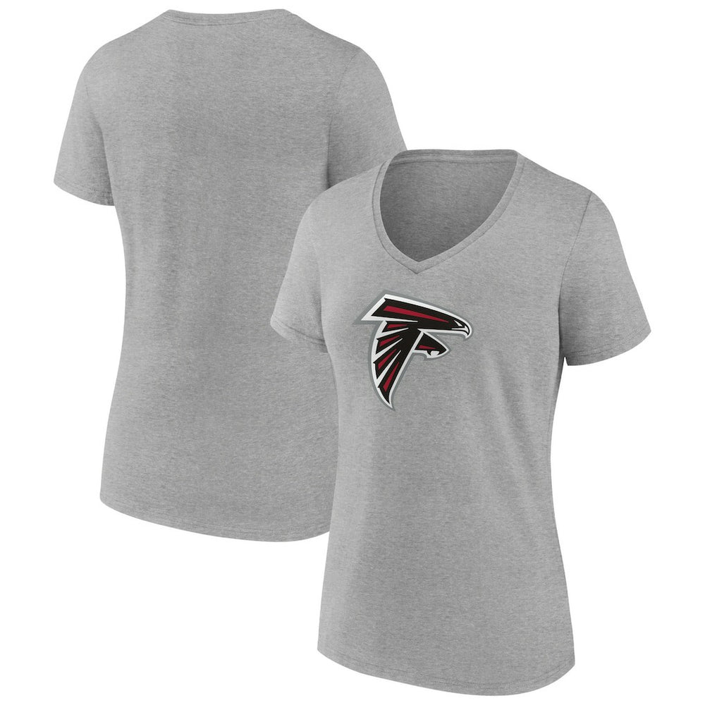 Atlanta Falcons Women's Primary Team Logo V-Neck T-Shirt - Heather Gray T-shirts
