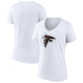 Atlanta Falcons Women's Primary Team Logo V-Neck T-Shirt - White T-shirts