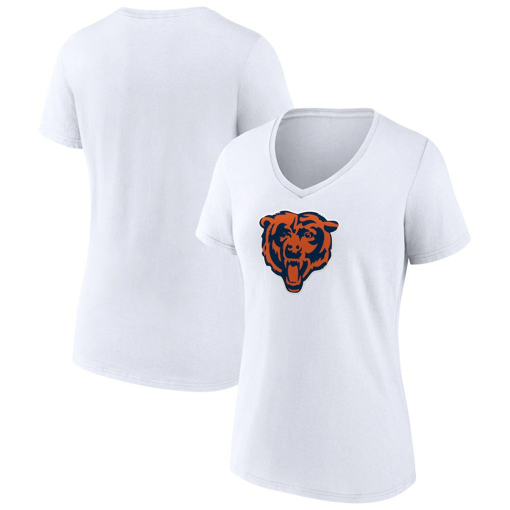 Chicago Bears Women's Primary Team Logo V-Neck T-Shirt - White T-shirts
