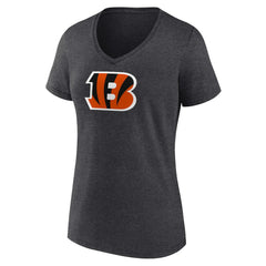 Cincinnati Bengals Women's Primary Team Logo V-Neck T-Shirt - Charcoal T-shirts