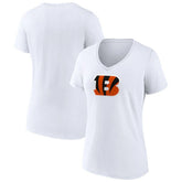 Cincinnati Bengals Women's Primary Team Logo V-Neck T-Shirt - White T-shirts