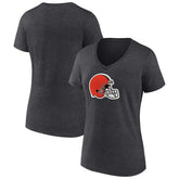 Cleveland Browns Women's Primary Team Logo V-Neck T-Shirt - Charcoal T-shirts