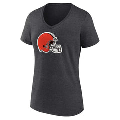 Cleveland Browns Women's Primary Team Logo V-Neck T-Shirt - Charcoal T-shirts