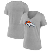 Denver Broncos Women's Primary Team Logo V-Neck T-Shirt - Heather Gray T-shirts