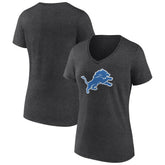 Detroit Lions Women's Primary Team Logo V-Neck T-Shirt - Charcoal T-shirts