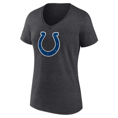 Indianapolis Colts Women's Primary Team Logo V-Neck T-Shirt - Charcoal T-shirts