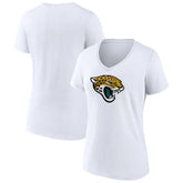 Jacksonville Jaguars Women's Primary Team Logo V-Neck T-Shirt - White T-shirts