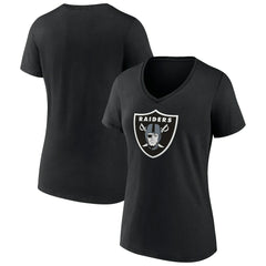 Las Vegas Raiders Women's Primary Team Logo V-Neck T-Shirt - Black T-shirts