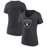 Las Vegas Raiders Women's Primary Team Logo V-Neck T-Shirt - Charcoal T-shirts