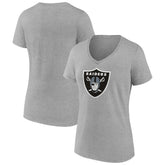 Las Vegas Raiders Women's Primary Team Logo V-Neck T-Shirt - Heather Gray T-shirts