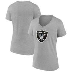Las Vegas Raiders Women's Primary Team Logo V-Neck T-Shirt - Heather Gray T-shirts