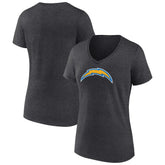 Los Angeles Chargers Women's Primary Team Logo V-Neck T-Shirt - Charcoal T-shirts