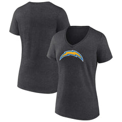 Los Angeles Chargers Women's Primary Team Logo V-Neck T-Shirt - Charcoal T-shirts
