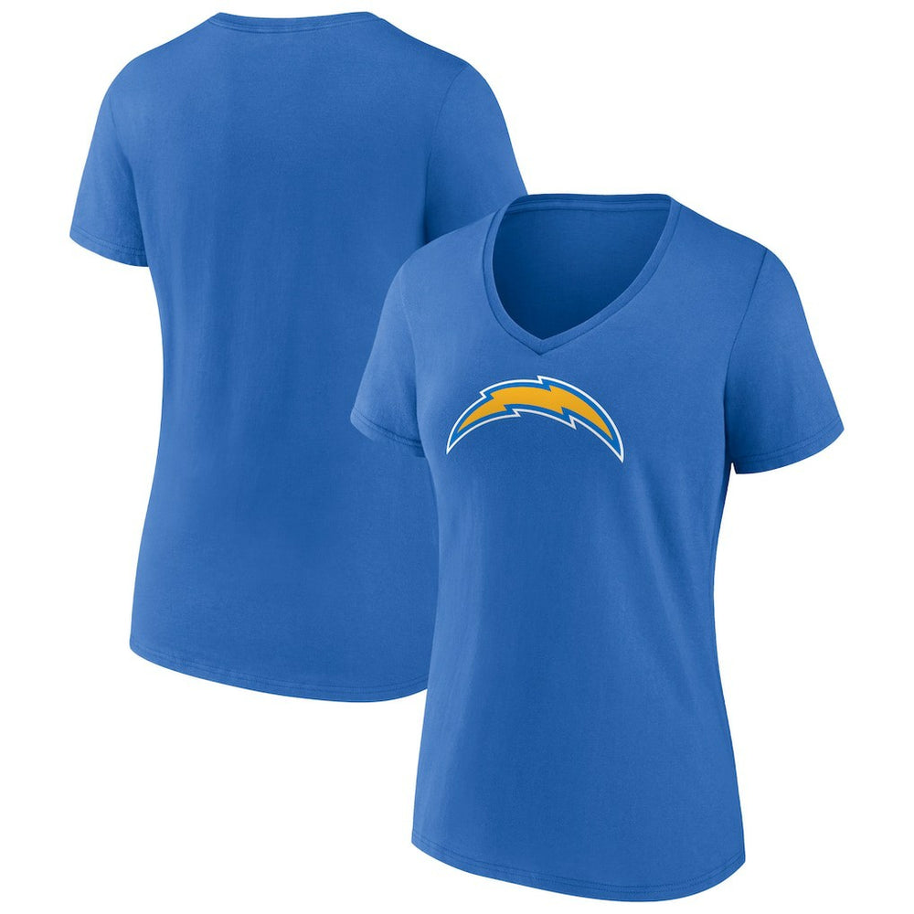 Los Angeles Chargers Women's Primary Team Logo V-Neck T-Shirt - Powder Blue T-shirts