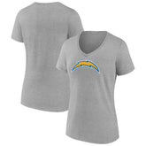 Los Angeles Chargers Women's Primary Team Logo V-Neck T-Shirt - Heather Gray T-shirts