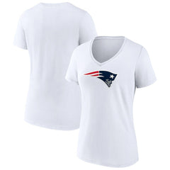 New England Patriots Women's Primary Team Logo V-Neck T-Shirt - White T-shirts