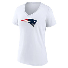 New England Patriots Women's Primary Team Logo V-Neck T-Shirt - White T-shirts