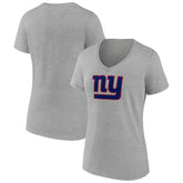 New York Giants Women's Primary Team Logo V-Neck T-Shirt - Heather Gray T-shirts