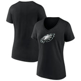 Philadelphia Eagles Women's Primary Team Logo V-Neck T-Shirt - Black T-shirts