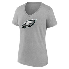 Philadelphia Eagles Women's Primary Team Logo V-Neck T-Shirt - Heather Gray T-shirts