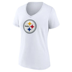 Pittsburgh Steelers Women's Primary Team Logo V-Neck T-Shirt - White T-shirts