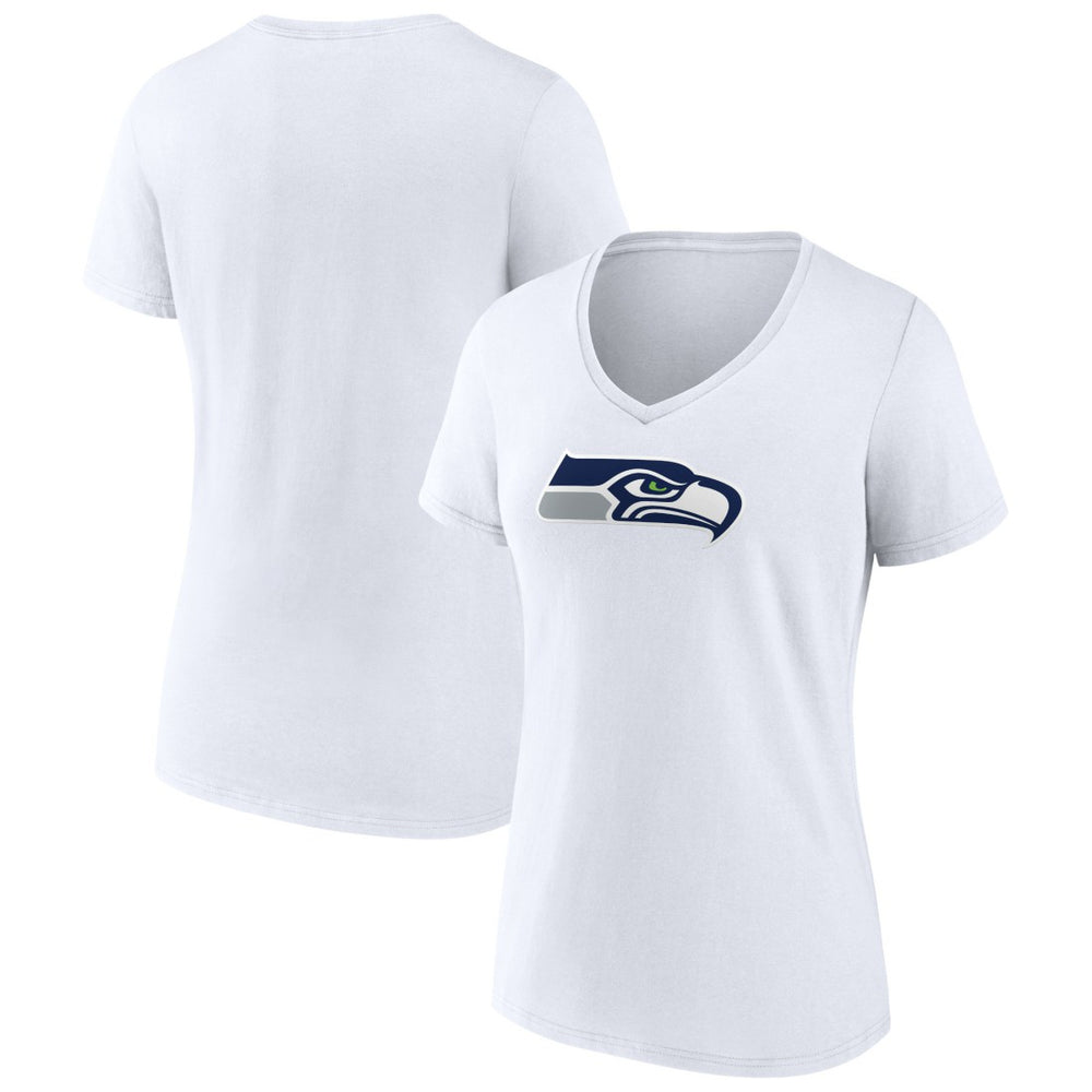 Seattle Seahawks Women's Primary Team Logo V-Neck T-Shirt - White T-shirts