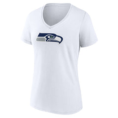 Seattle Seahawks Women's Primary Team Logo V-Neck T-Shirt - White T-shirts