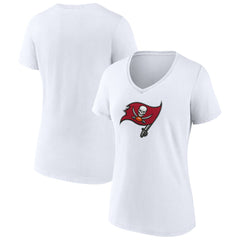 Tampa Bay Buccaneers Women's Primary Team Logo V-Neck T-Shirt - White T-shirts
