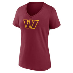 Washington Commanders Women's Primary Team Logo V-Neck T-Shirt - Burgundy T-shirts