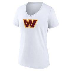 Washington Commanders Women's Primary Team Logo V-Neck T-Shirt - White T-shirts