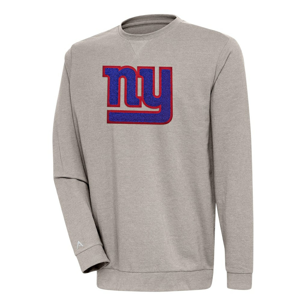 New York Giants Antigua Reward Chenille Pullover Crewneck Sweatshirt - Oatmeal Pullover