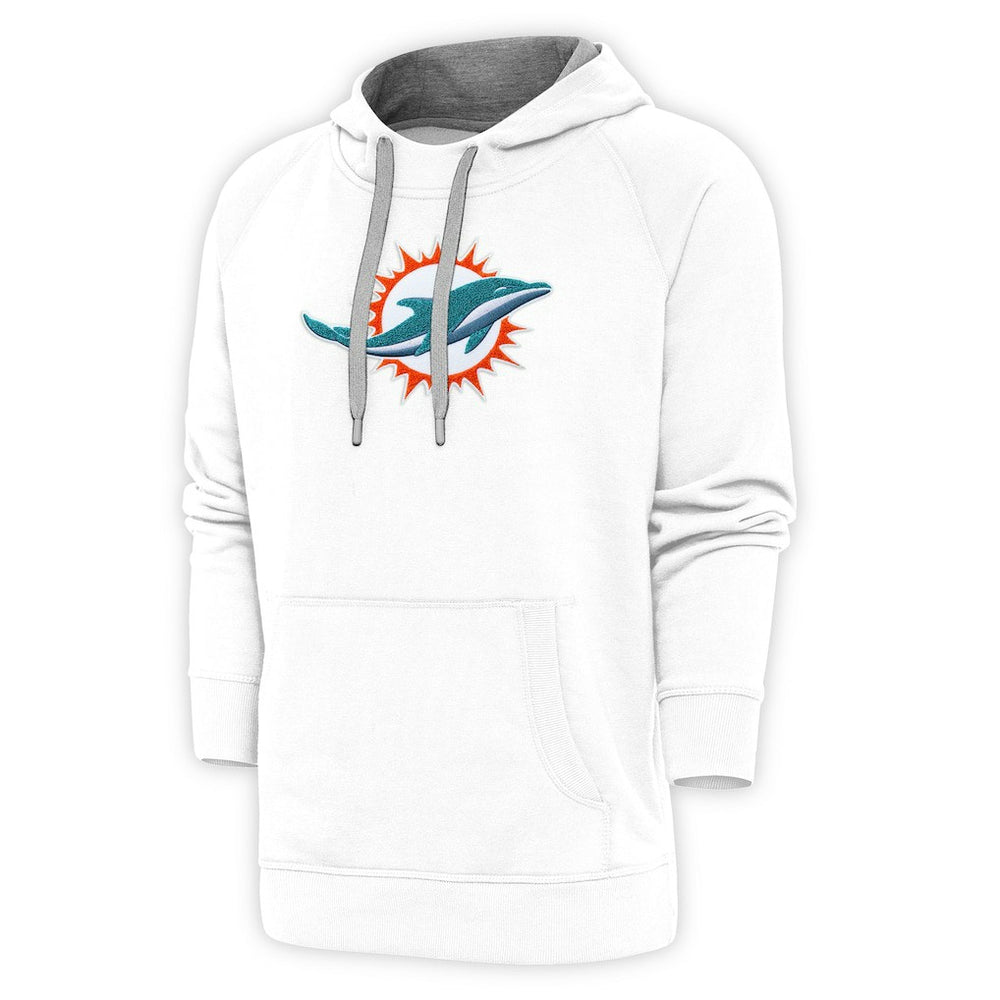Miami Dolphins Antigua Victory Chenille Pullover Hoodie - White Hoodies