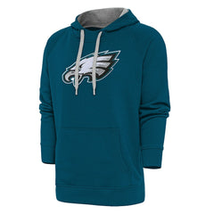 Philadelphia Eagles Antigua Victory Chenille Pullover Hoodie - Midnight Green Hoodies