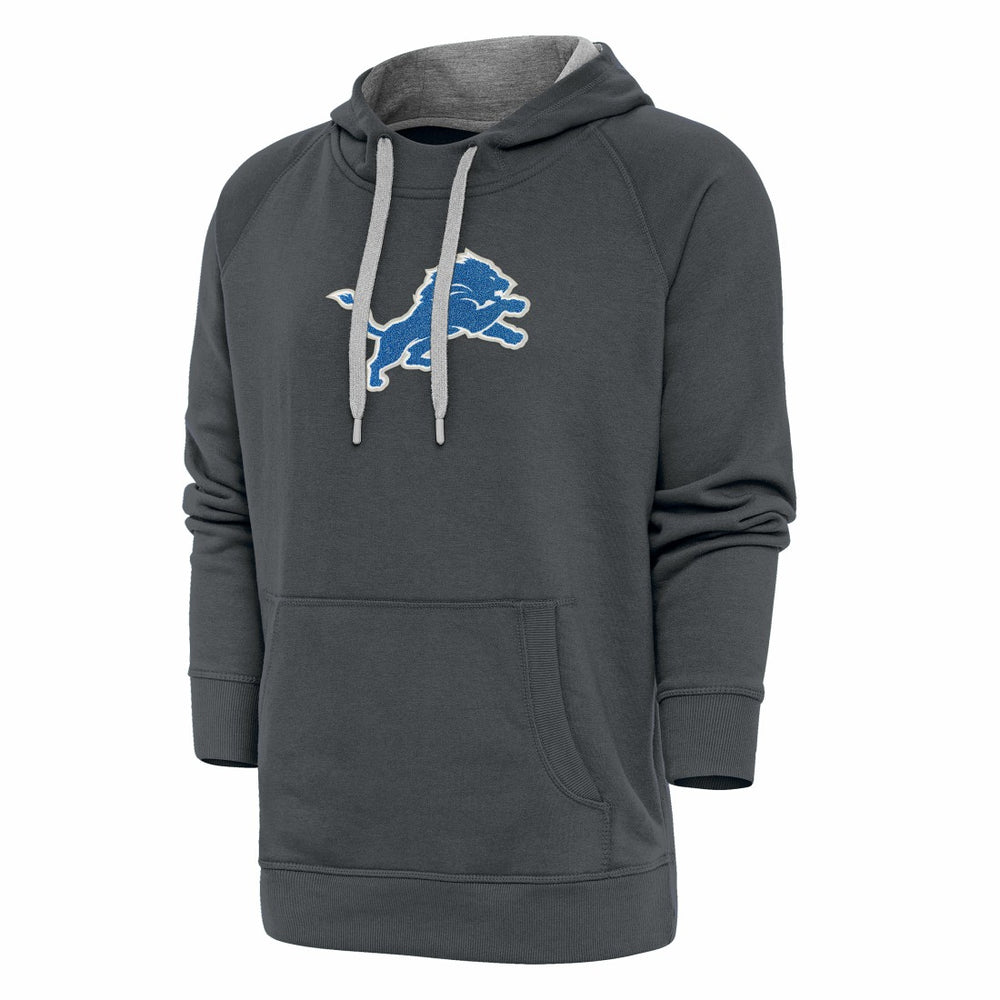 Detroit Lions Antigua Victory Chenille Pullover Hoodie - Charcoal Hoodies