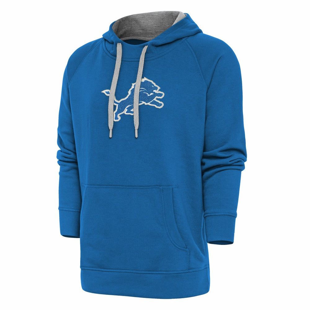 Detroit Lions Antigua Victory Chenille Pullover Hoodie - Blue Hoodies