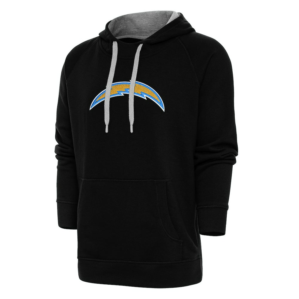 Los Angeles Chargers Antigua Victory Chenille Pullover Hoodie - Black Hoodies