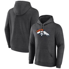 Denver Broncos Primary Team Logo Fitted Pullover Hoodie - Charcoal Hoodies