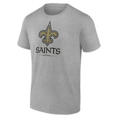 New Orleans Saints Logo Team Lockup T-Shirt - Heather Gray T-shirts