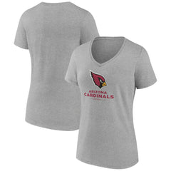 Arizona Cardinals Women's Logo Team Lockup V-Neck T-Shirt - Gray T-shirts
