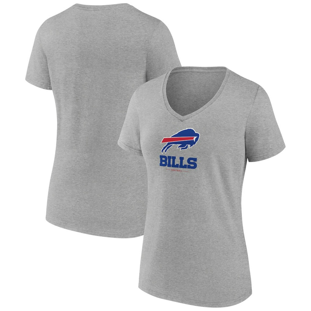 Buffalo Bills Women's Logo Team Lockup V-Neck T-Shirt - Gray T-shirts