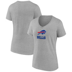 Buffalo Bills Women's Logo Team Lockup V-Neck T-Shirt - Gray T-shirts