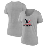 Houston Texans Women's Logo Team Lockup V-Neck T-Shirt - Gray T-shirts