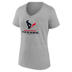 Houston Texans Women's Logo Team Lockup V-Neck T-Shirt - Gray T-shirts