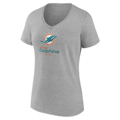 Miami Dolphins Women's Logo Team Lockup V-Neck T-Shirt - Gray T-shirts